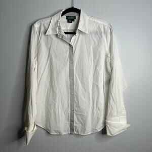 Lauren Ralph Lauren 100% cotton white button down with‎ pinstripe detail